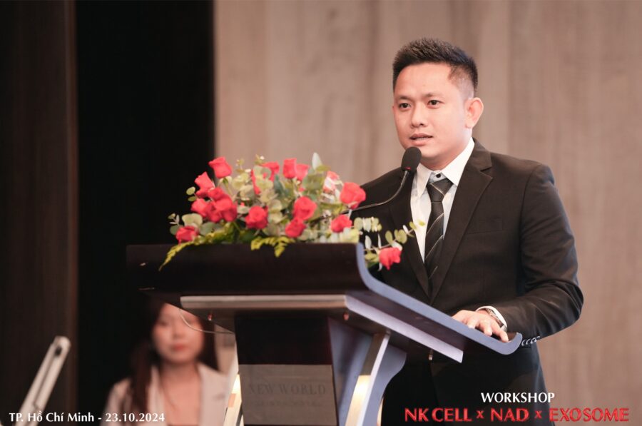 Ông Nguyễn Phạm Trị - Đại diện nhãn hàng FetoScell Việt Nam phát biểu khai mạc chương trình
