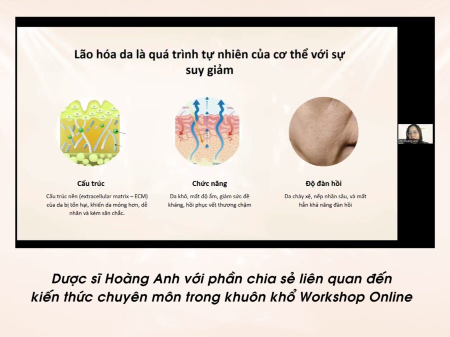 Dược sĩ Hoàng Anh với phần chia sẻ liên quan đến kiến thức chuyên môn trong khuôn khổ Workshop Online