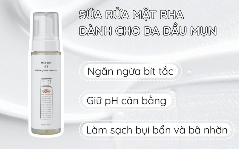 Sữa rửa mặt BHA dành cho da dầu mụn của Whataskin