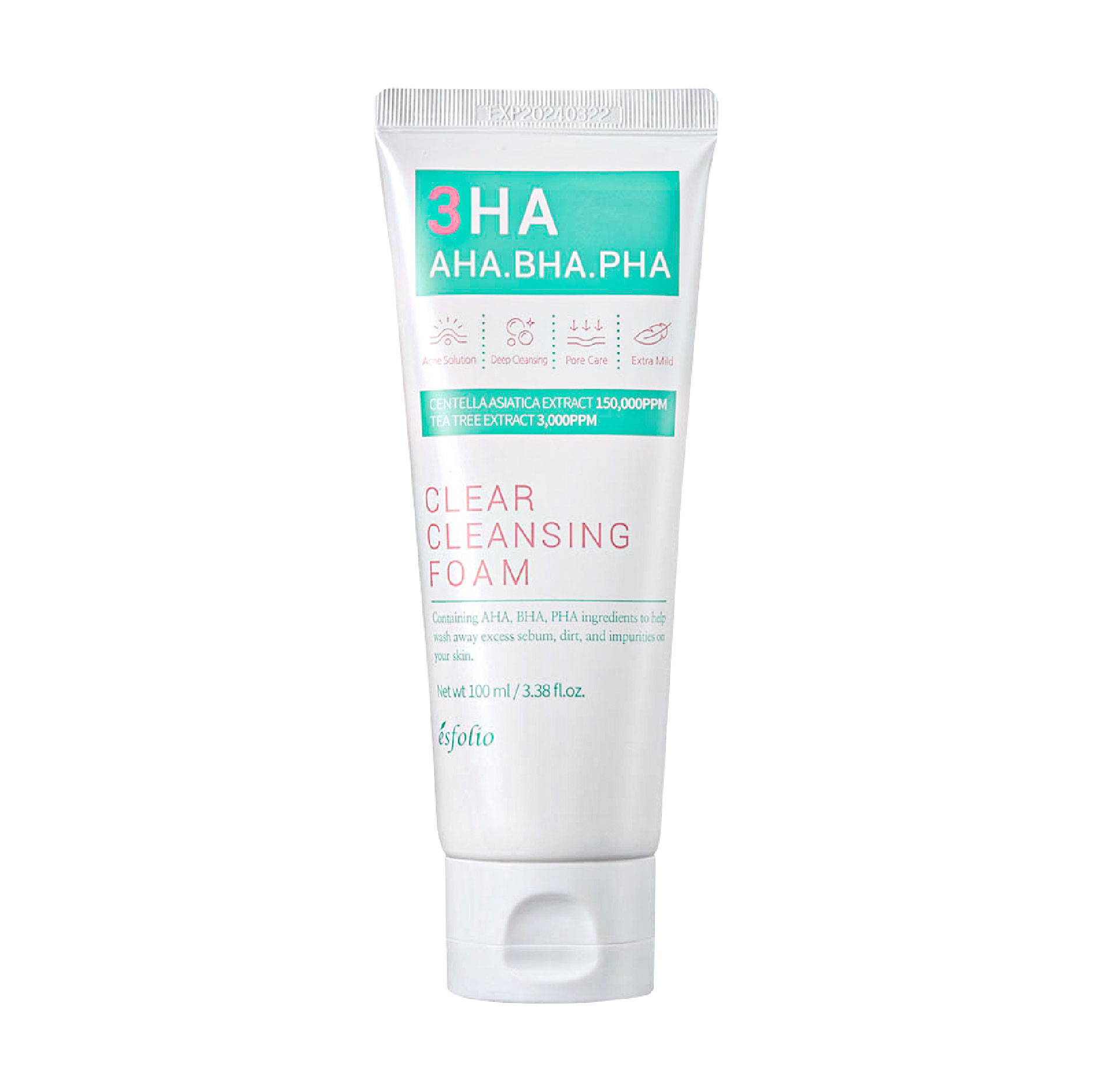 Esfolio 3Ha Clear Cleansing Foam (100Ml) – Sữa rửa mặt 3HA cho da dầu mụn