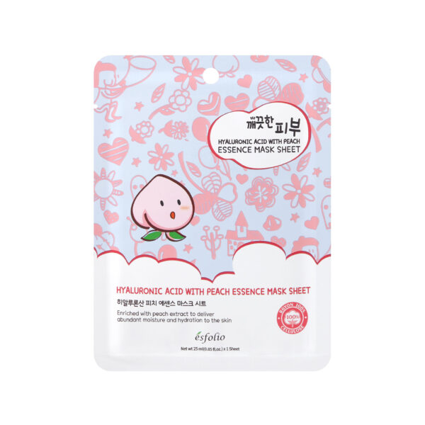 Pure Skin Hyaluronic Acid With Peach Essence Mask Sheet (25Ml X 10) – Mặt nạ Hyaluronic Acid + Peach Essence