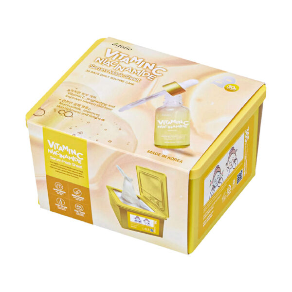 Esfolio Vitamin C Niacinamide Serum Essence Mask Sheet (400Ml X 30Ea) – Mặt nạ Vitamin C + Niacinamide